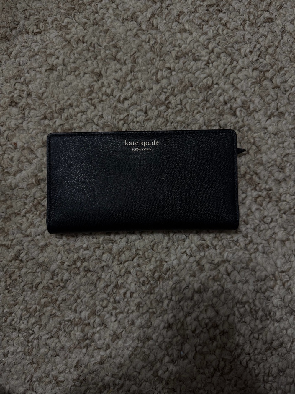 kate spade Black Saffiano Zip Wallet